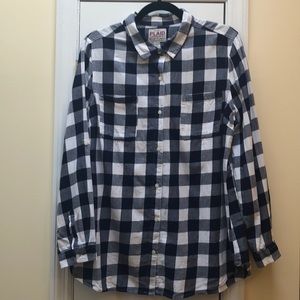 Blue and White Plaid Button Down